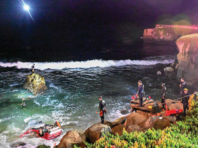 car off cliff